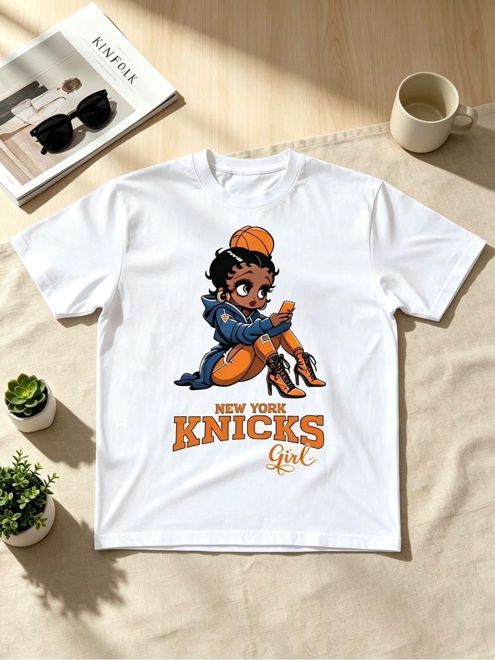 White New York Knicks Girl Graphic Tee - Kids Short Sleeve